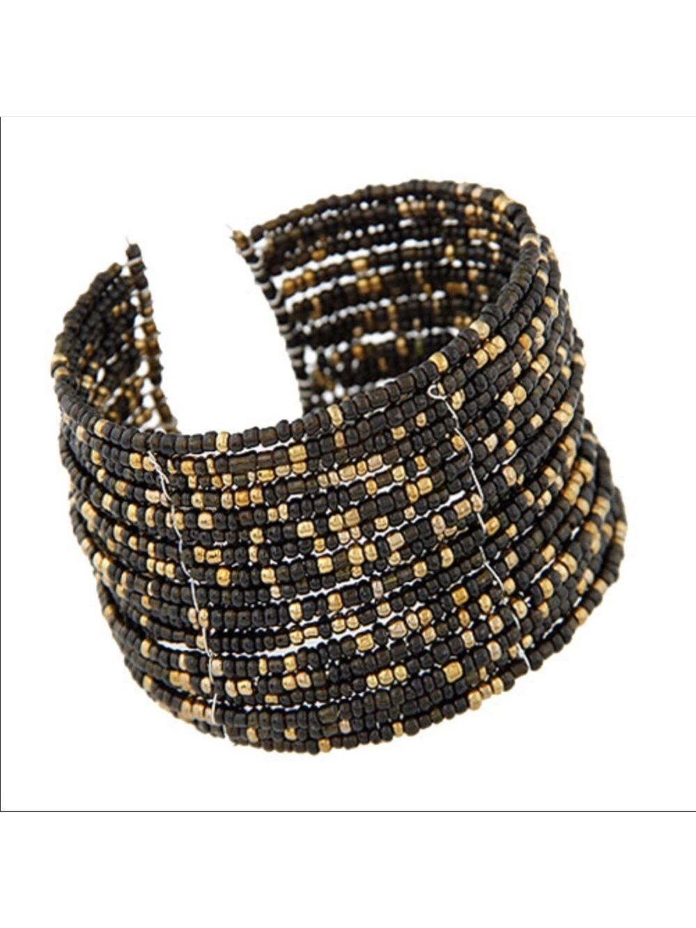 Boho ethnic handmade wire beaded boutique beaded cuff bracelet NWT